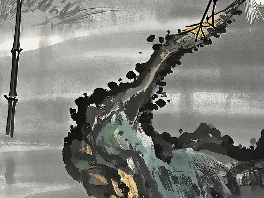 竹林に佇む白鷺