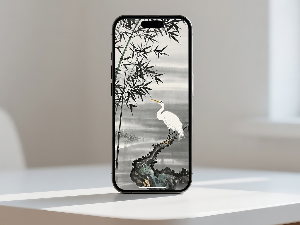 竹林に佇む白鷺