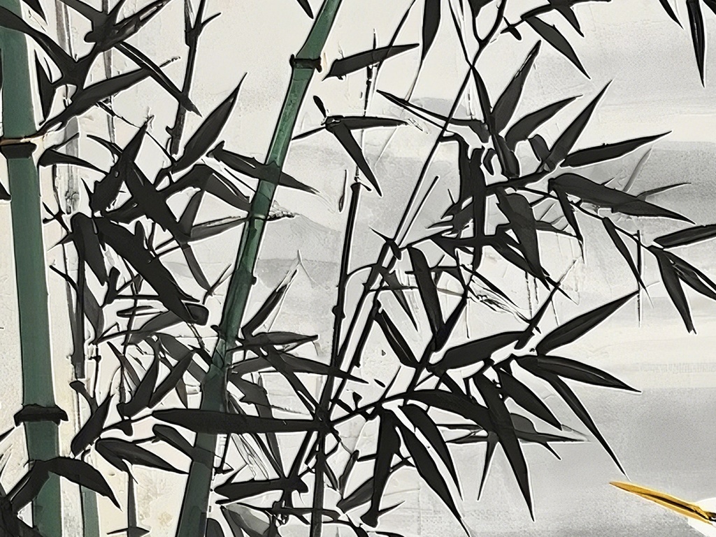 竹林に佇む白鷺