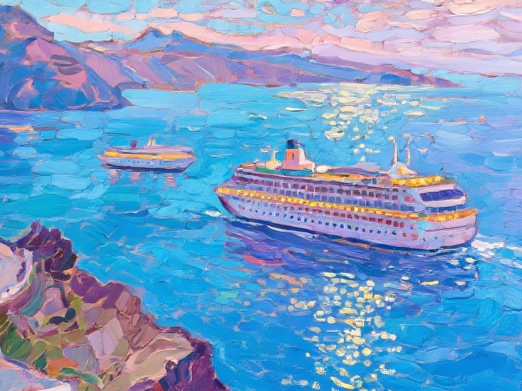 サントリーニと海の輝き