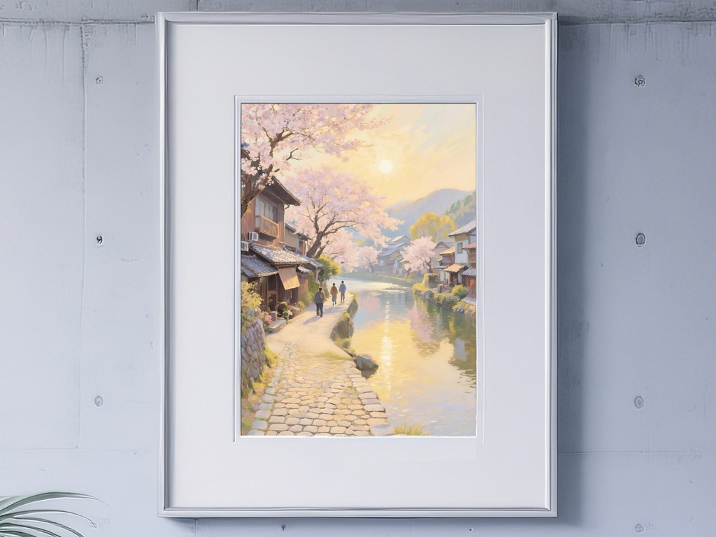 春の町並みと桜の風景