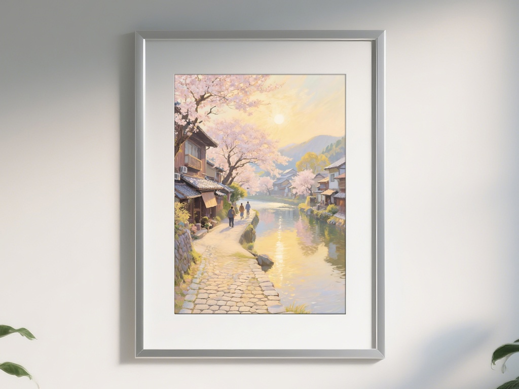 春の町並みと桜の風景