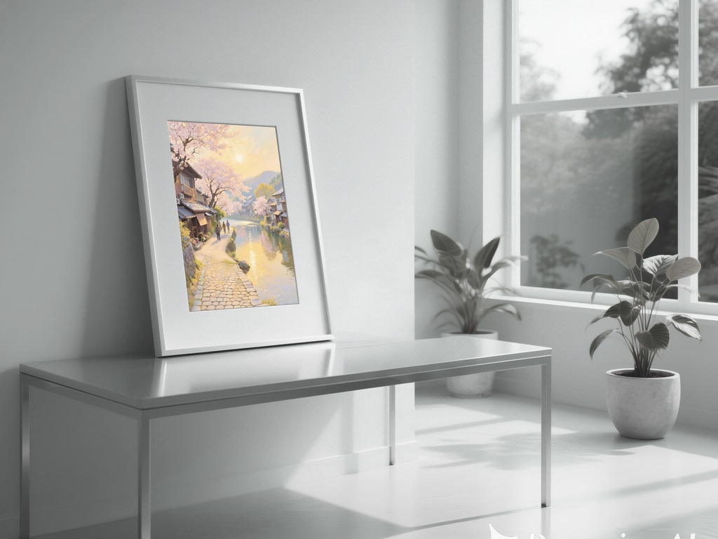 春の町並みと桜の風景