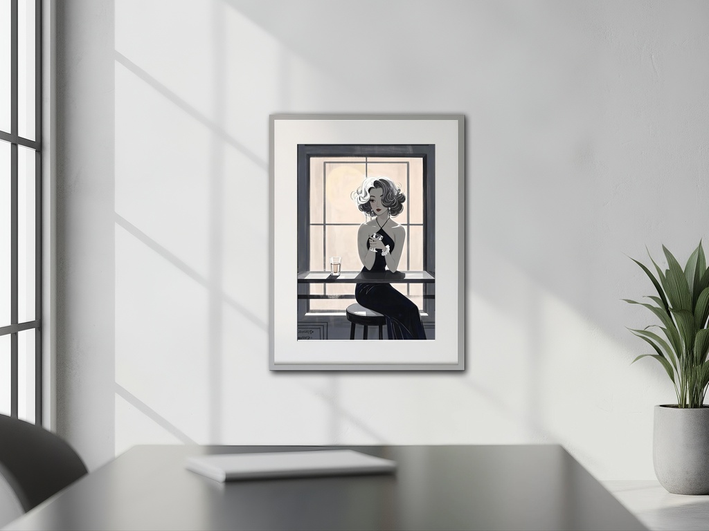 グラスを傾ける女性