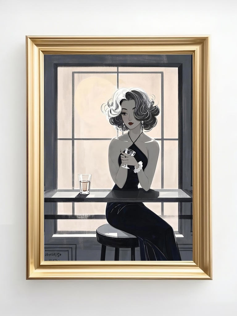 グラスを傾ける女性