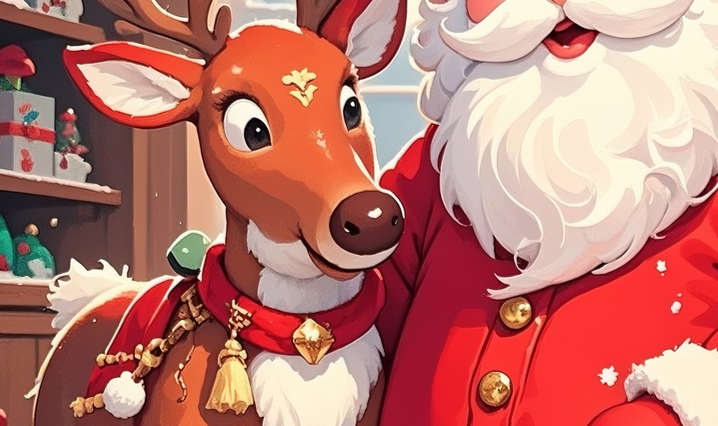 暖かな工房のサンタと相棒