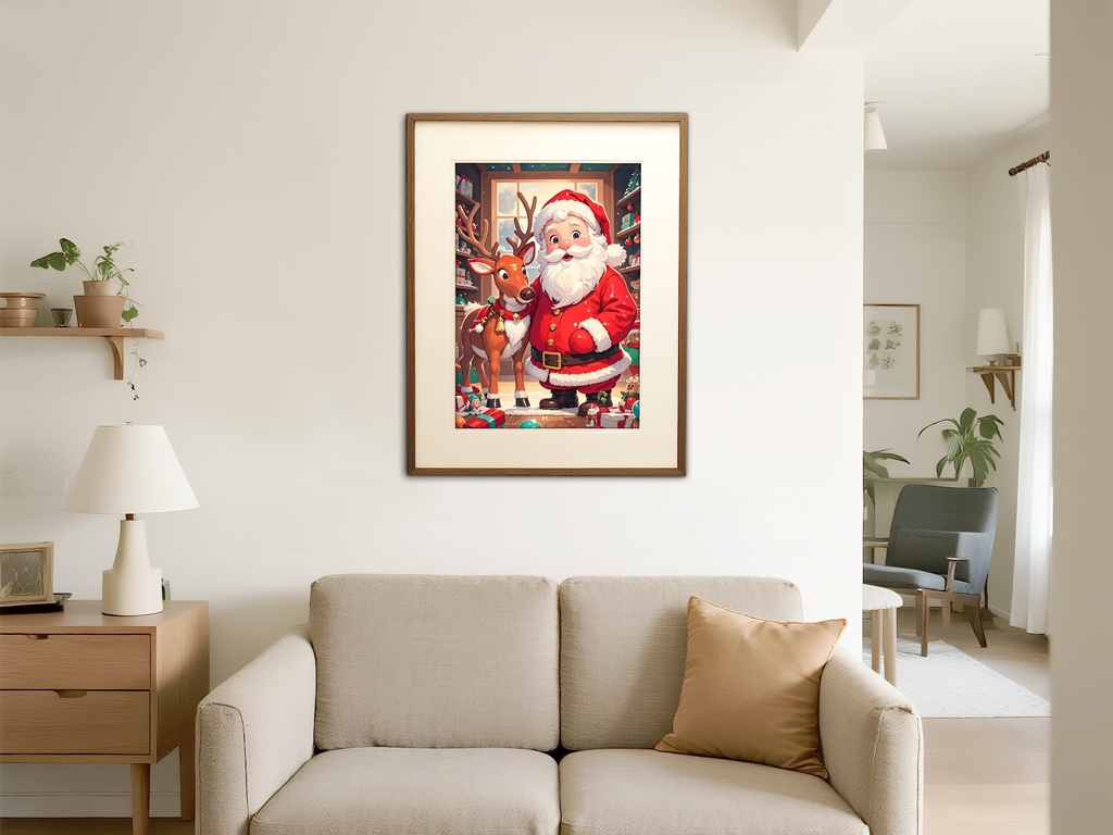 暖かな工房のサンタと相棒