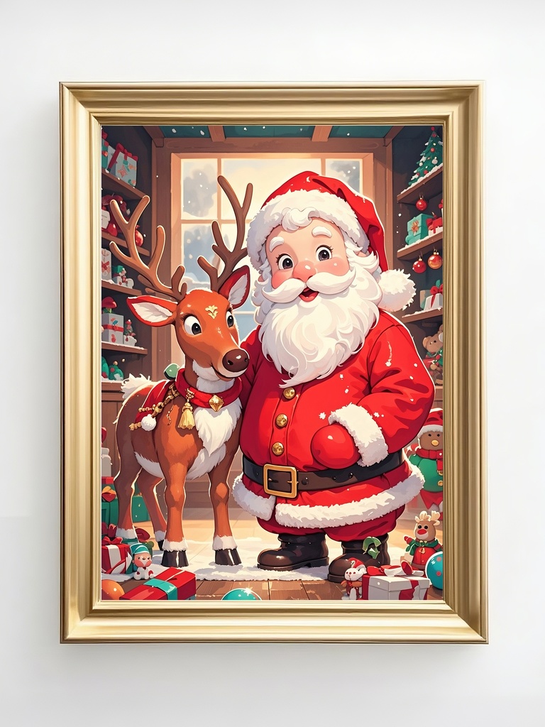 暖かな工房のサンタと相棒