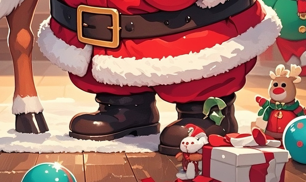 暖かな工房のサンタと相棒