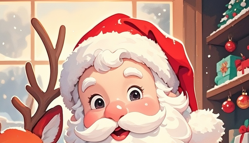 暖かな工房のサンタと相棒