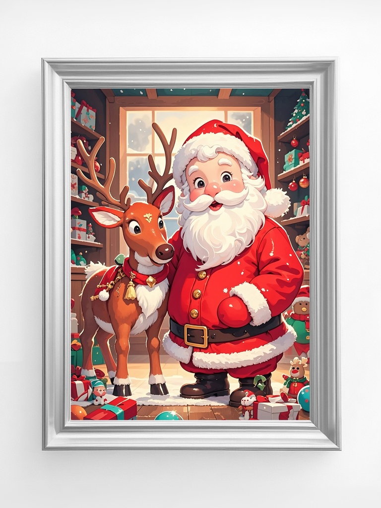 暖かな工房のサンタと相棒