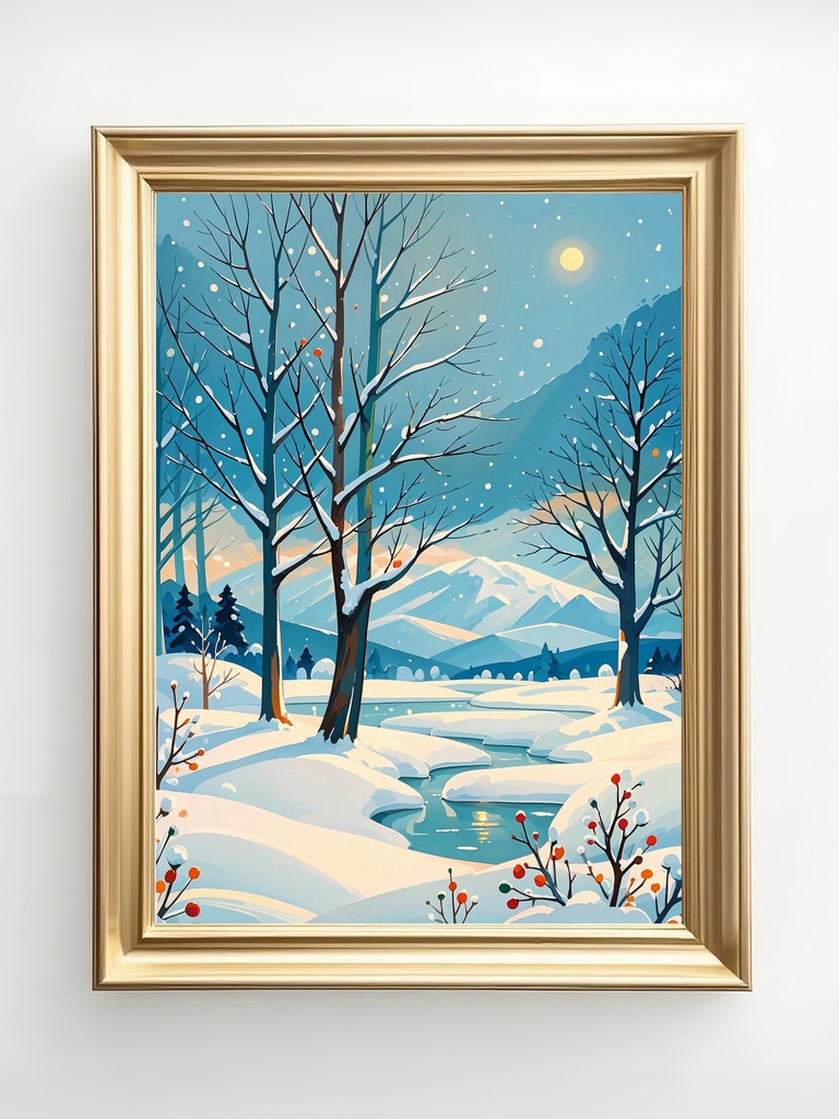 月夜に包まれた冬山