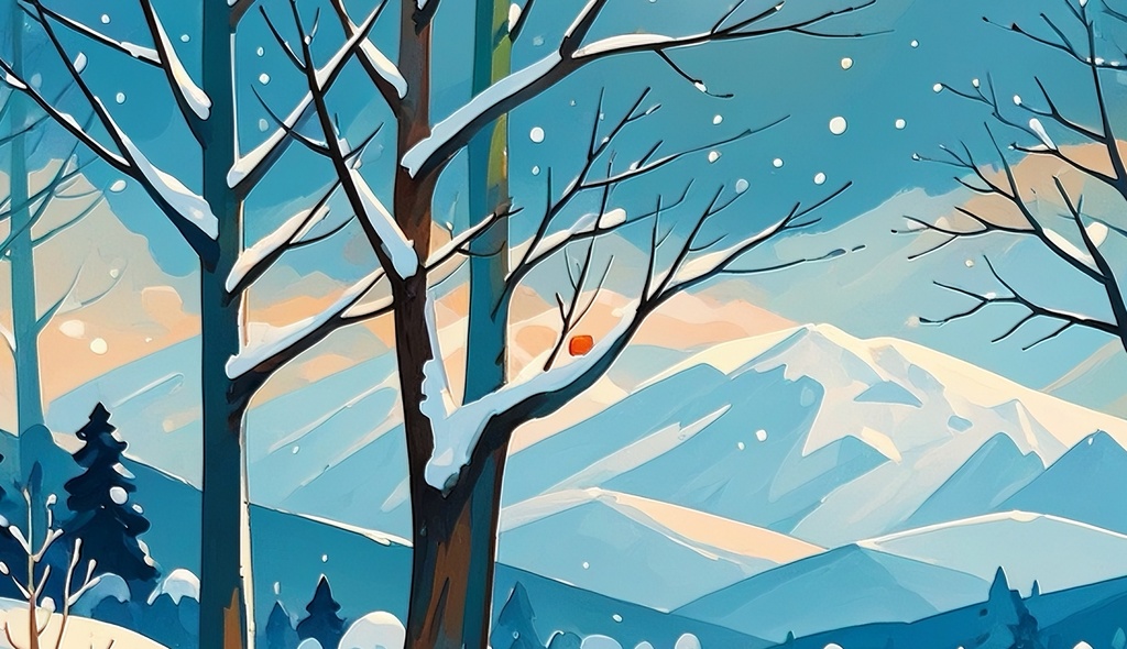 月夜に包まれた冬山