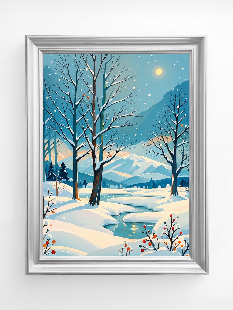 月夜に包まれた冬山