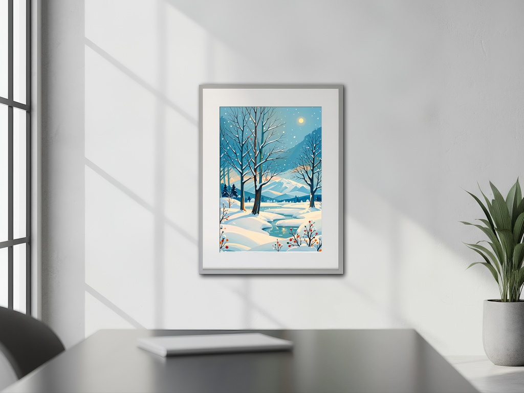 月夜に包まれた冬山