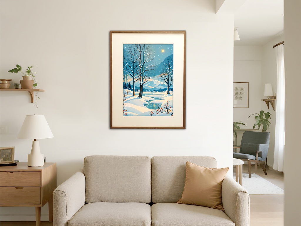 月夜に包まれた冬山