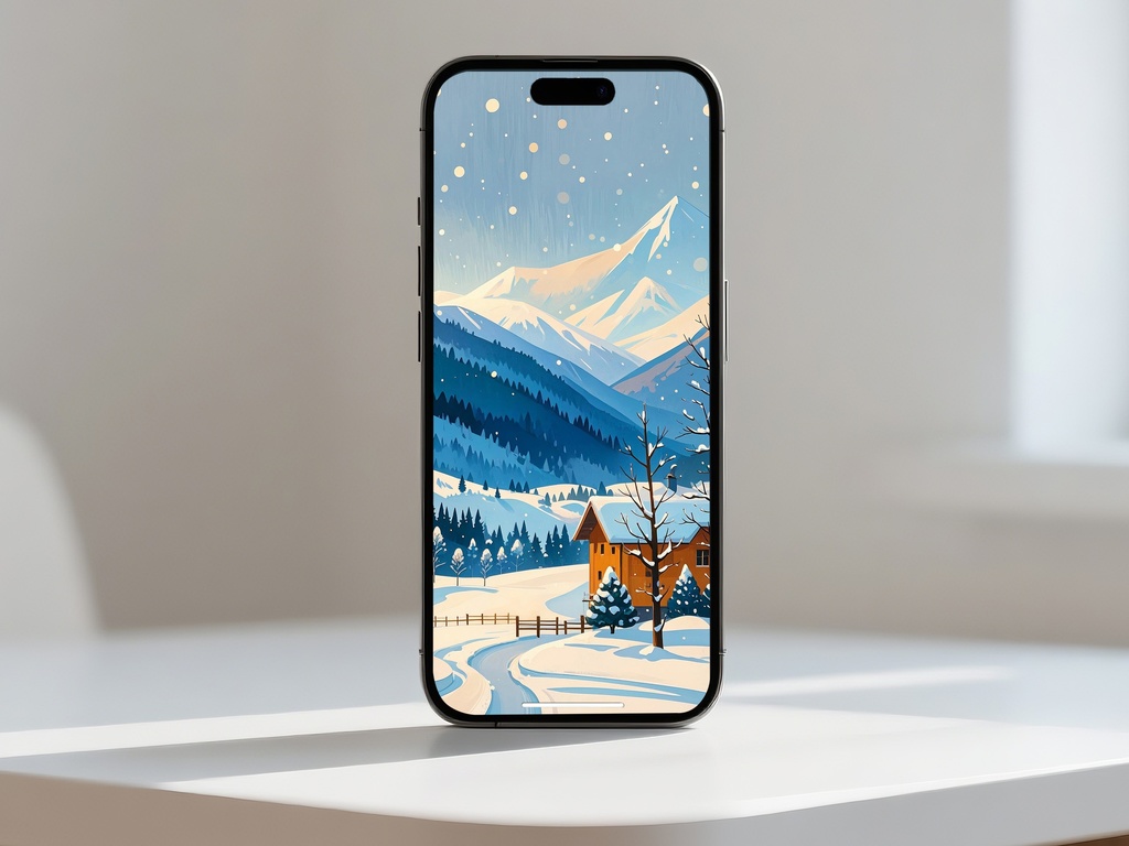 山麓の冬の景色と小さな家