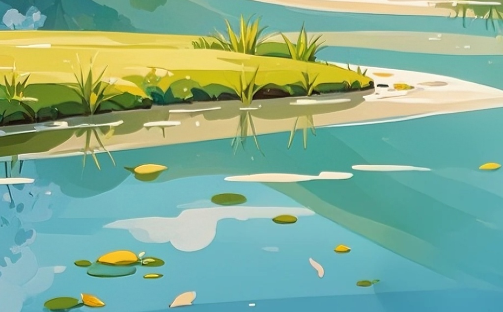 春風の山と川の景色