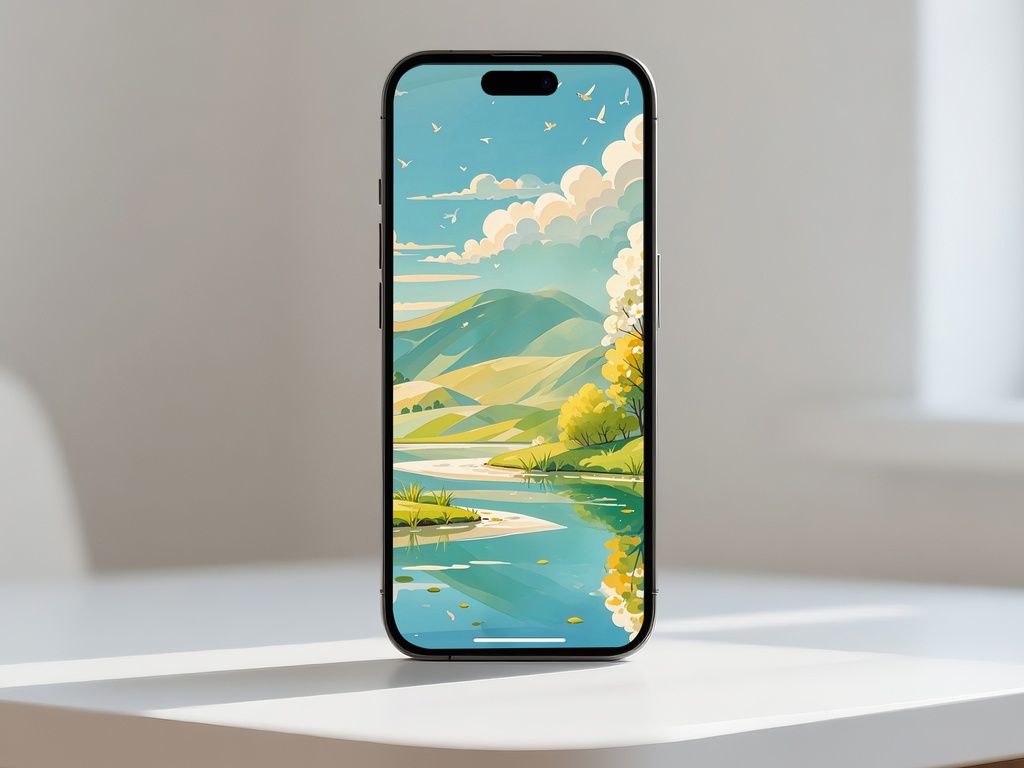 春風の山と川の景色