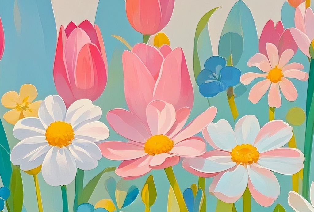 春陽に揺れる花畑