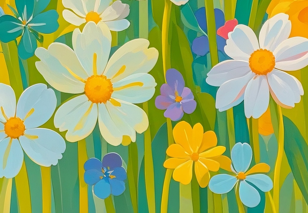 春陽に揺れる花畑