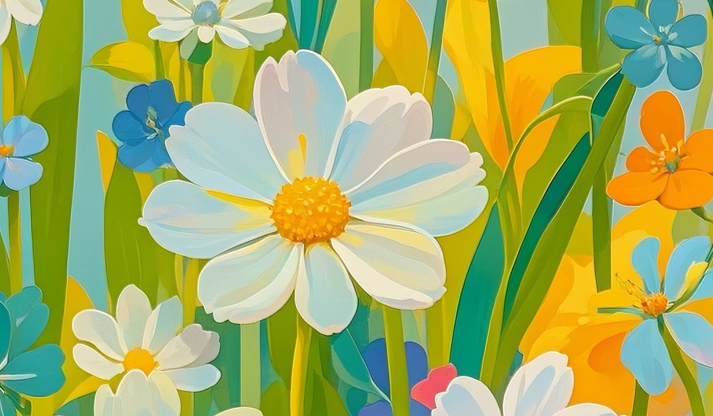 春陽に揺れる花畑