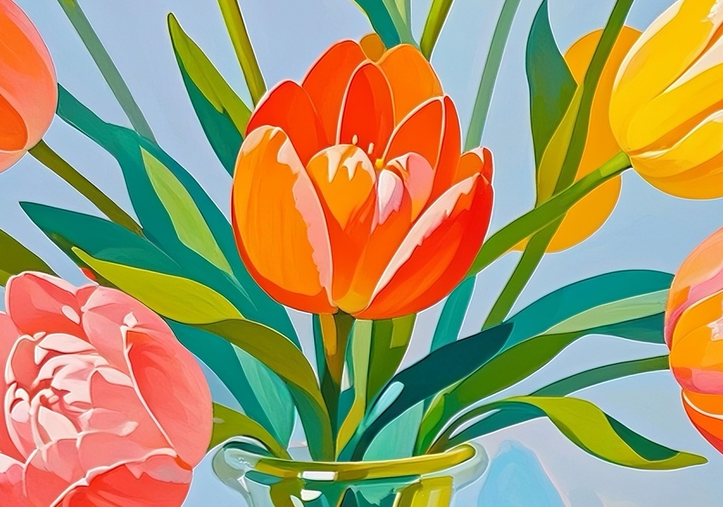 春色チューリップの花瓶