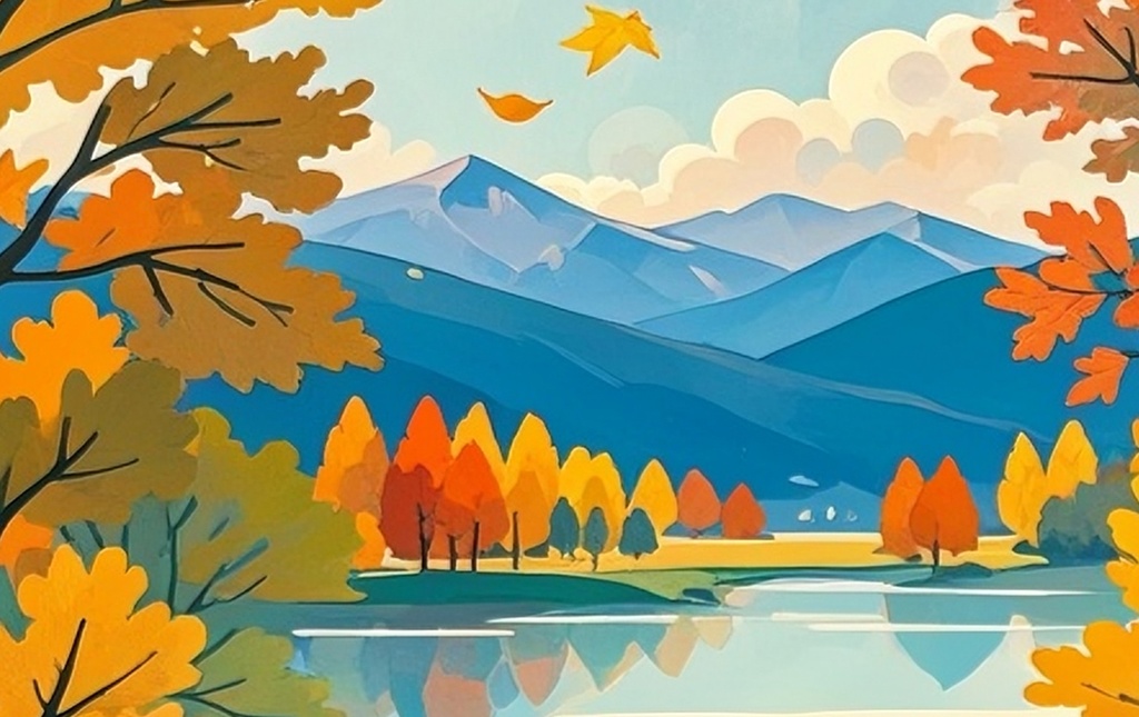 黄昏ゆらめく秋湖