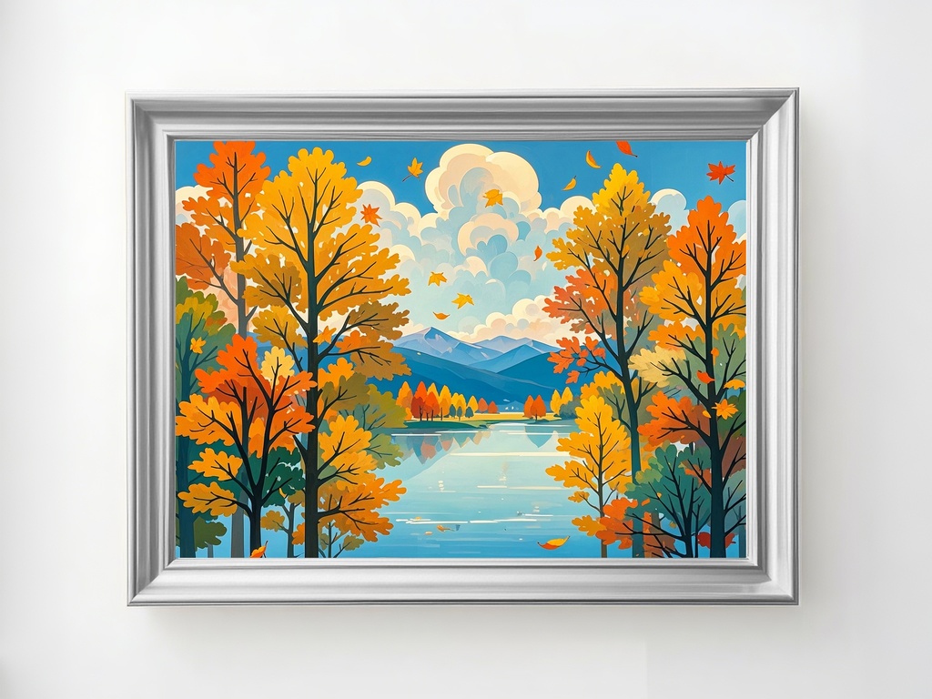 黄昏ゆらめく秋湖