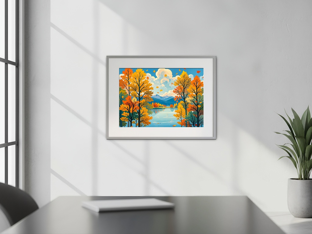 黄昏ゆらめく秋湖