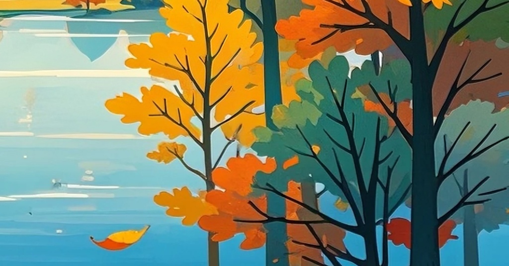 黄昏ゆらめく秋湖