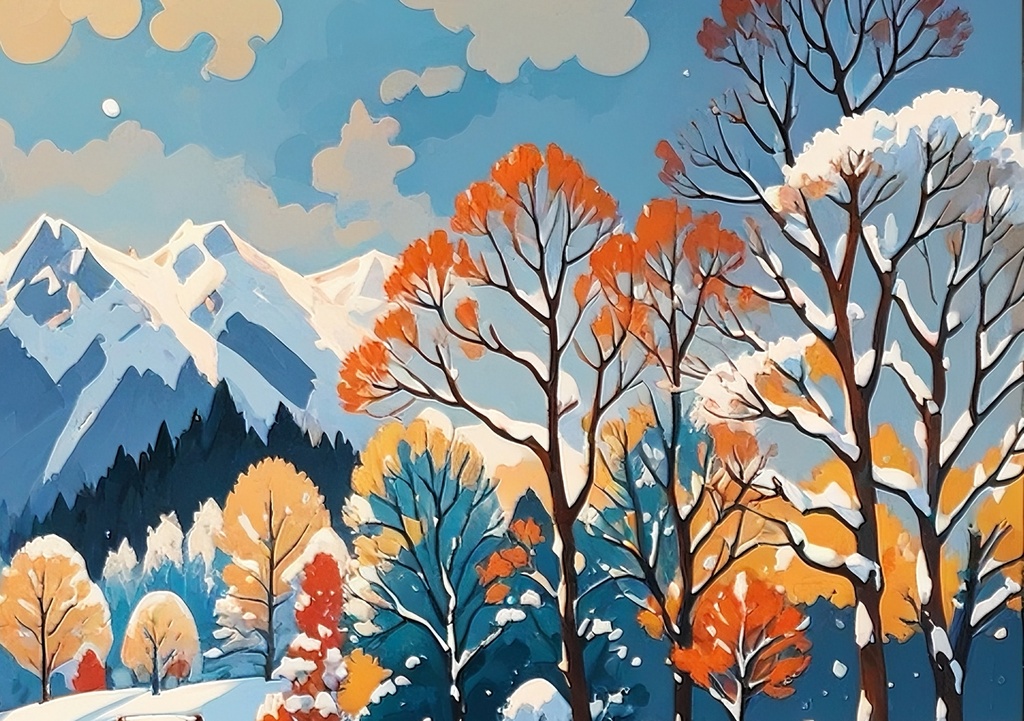 冬空に映る山影