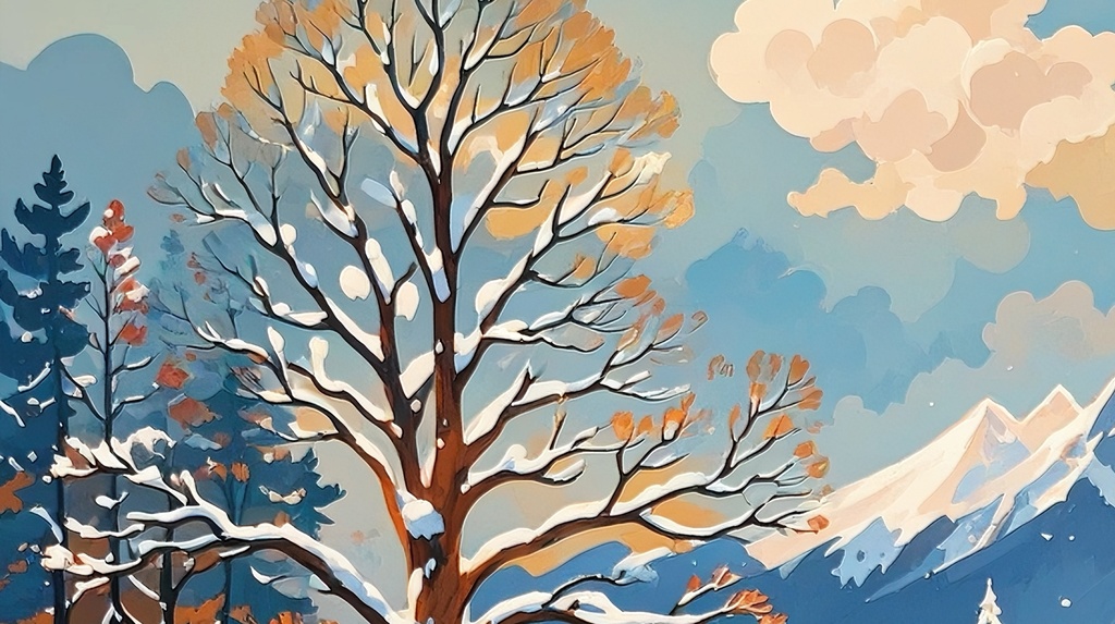 冬空に映る山影