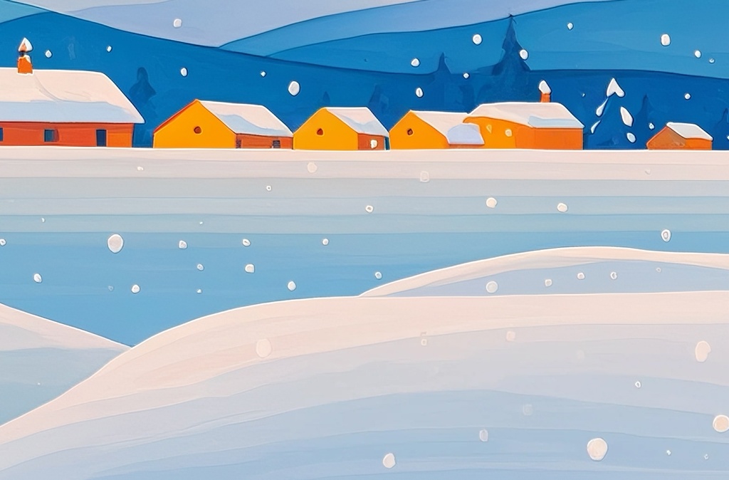 静かに降る雪の平原