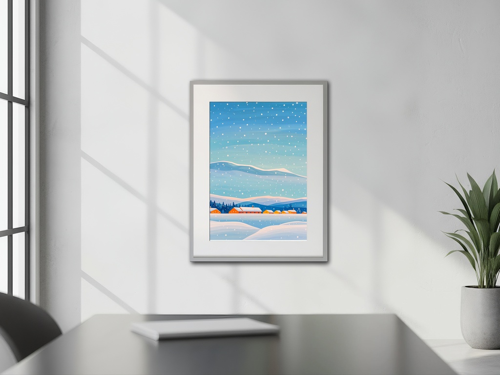 静かに降る雪の平原