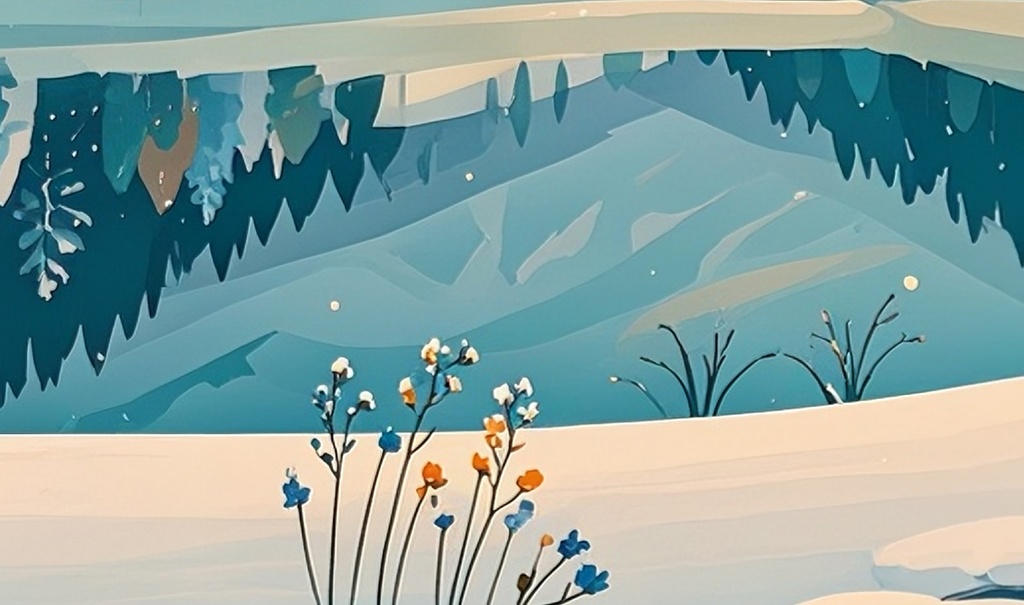 白峰を望む冬湖