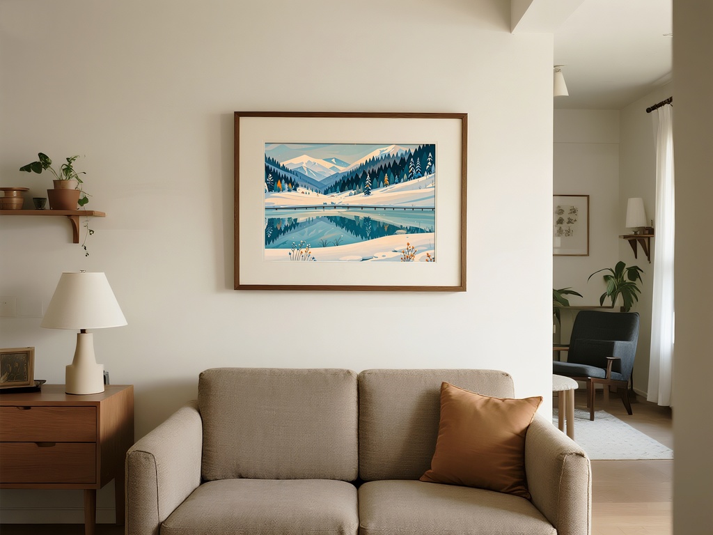 白峰を望む冬湖