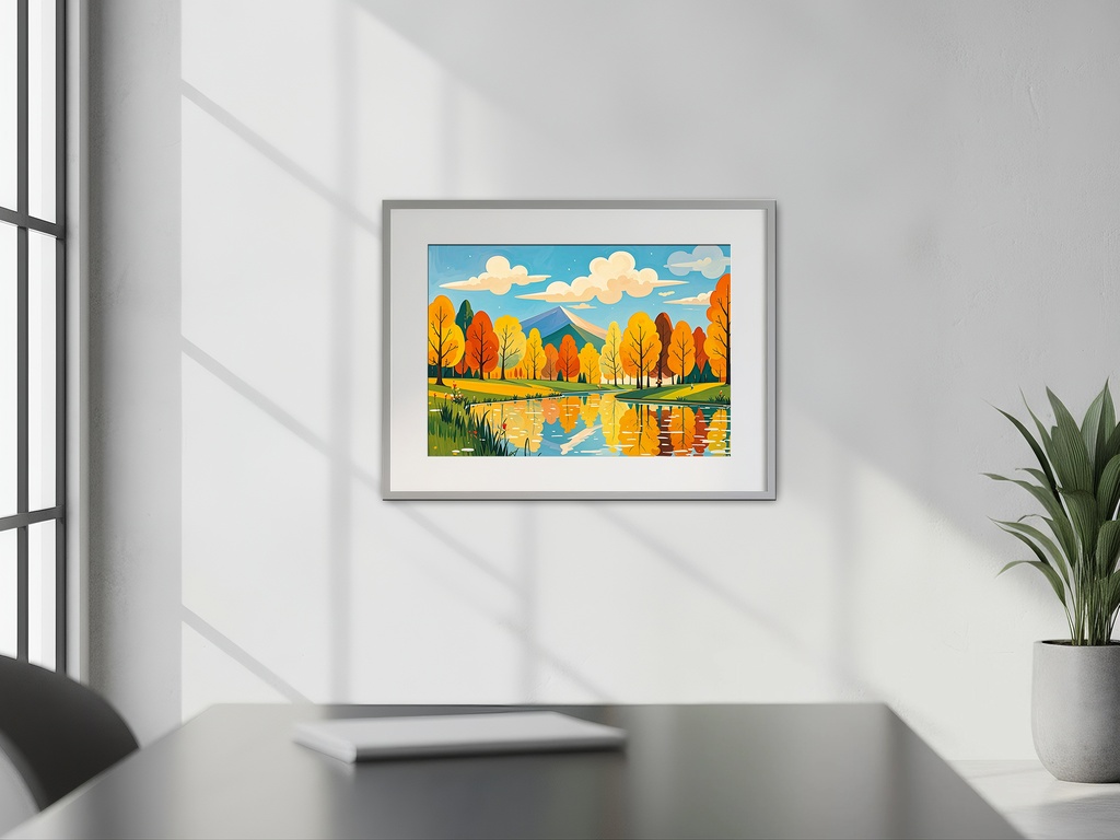 水面に映る秋光景