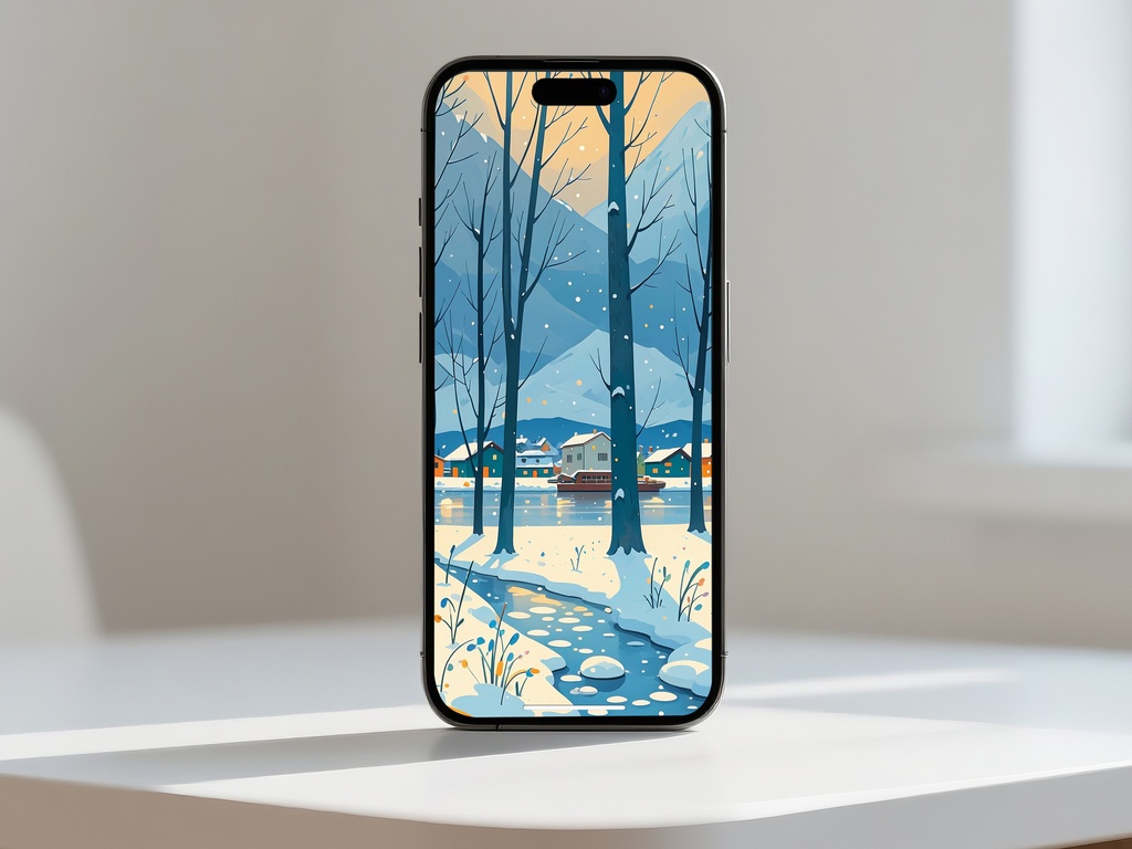 夕灯りの冬森の道