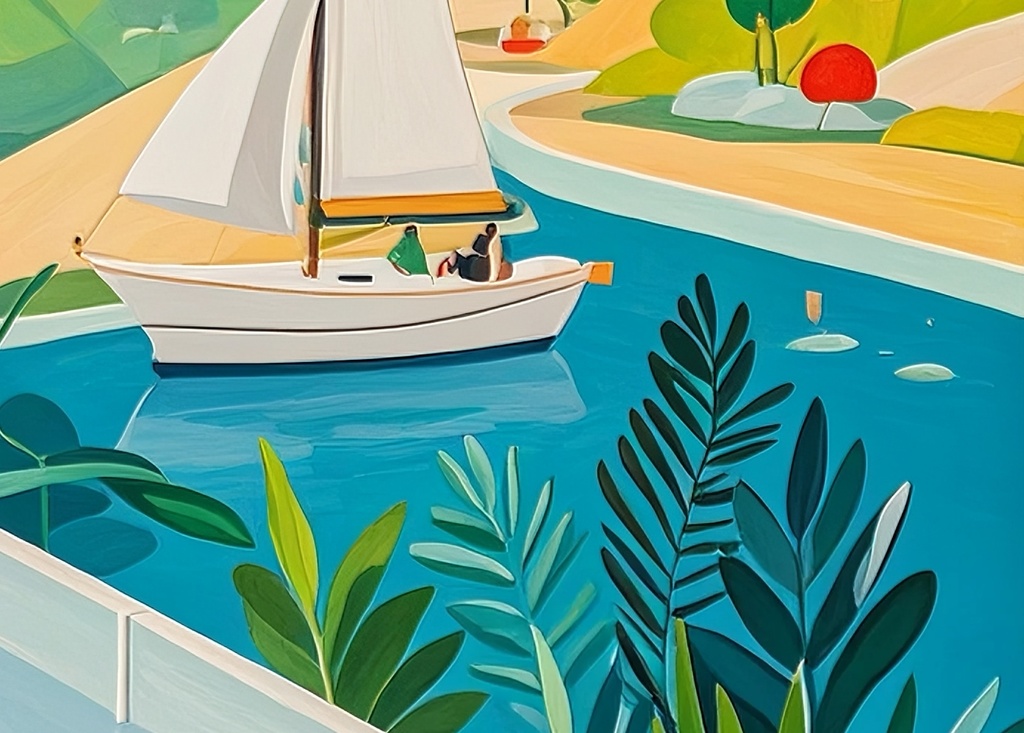 陽光そそぐ夏の丘