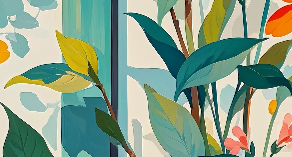 窓辺に咲く春の草花