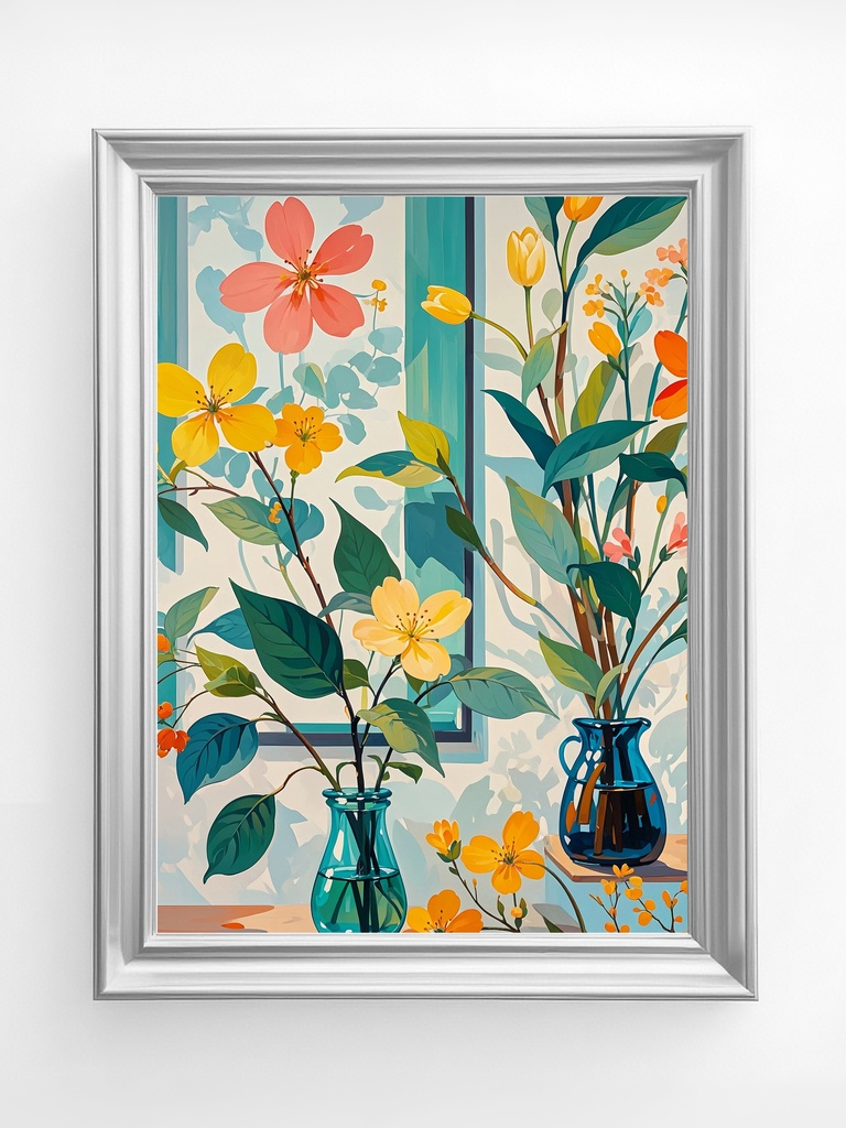 窓辺に咲く春の草花