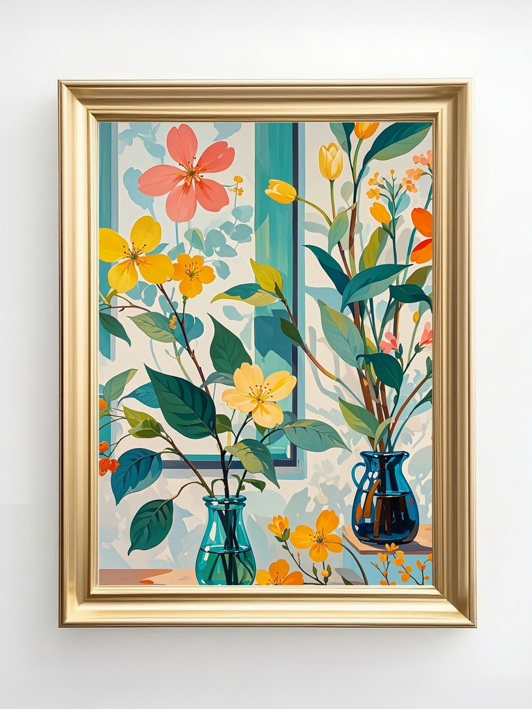 窓辺に咲く春の草花