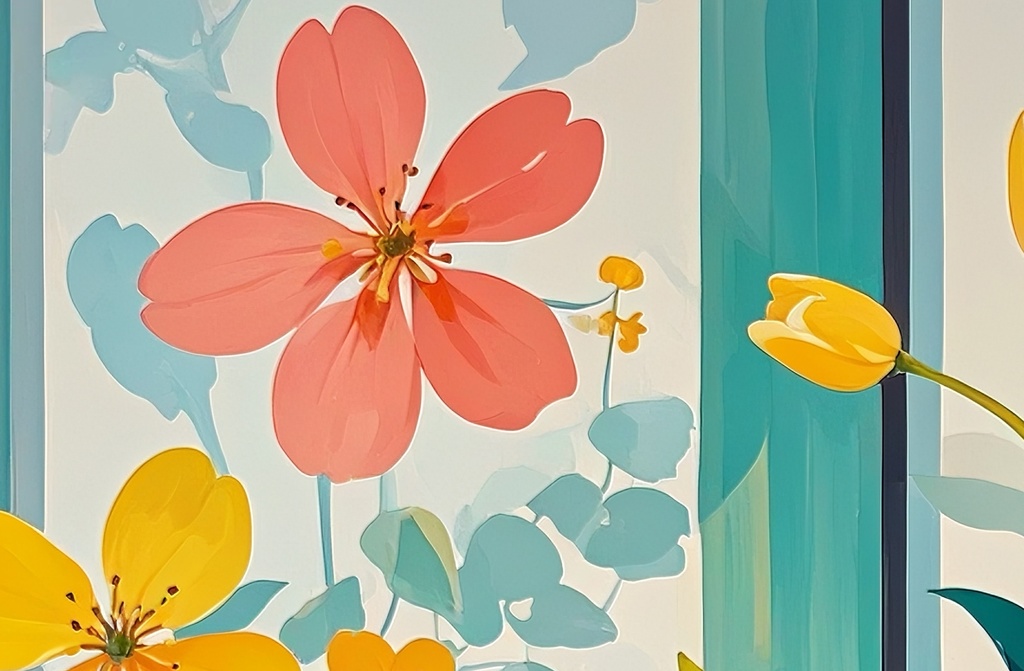 窓辺に咲く春の草花