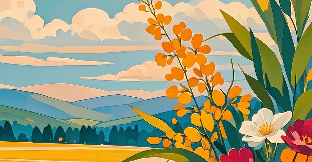 湖畔に咲く夏の花