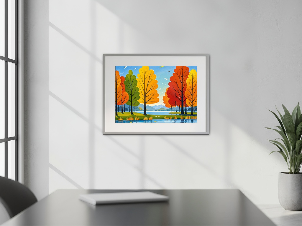 湖畔に揺れる秋彩