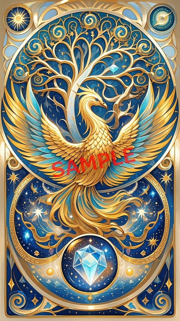 鳳凰と生命樹の浄化再生の開運アート