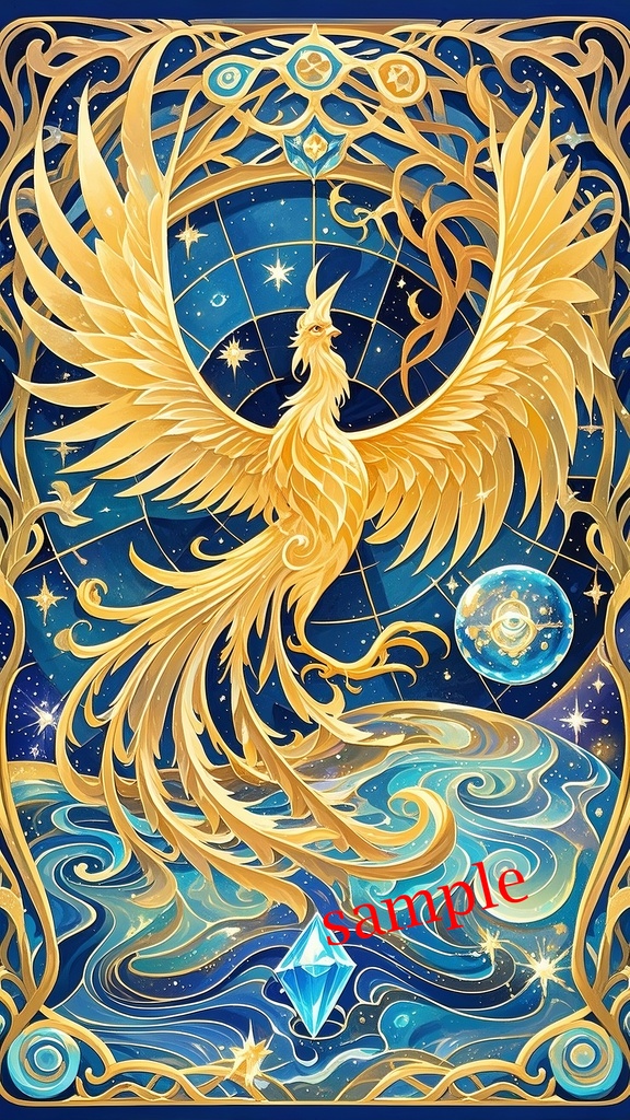 スマホ壁紙｜黄金鳳凰の上昇運｜風水・金運・開運