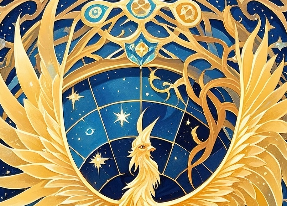 黄金鳳凰の上昇運スマホ壁紙