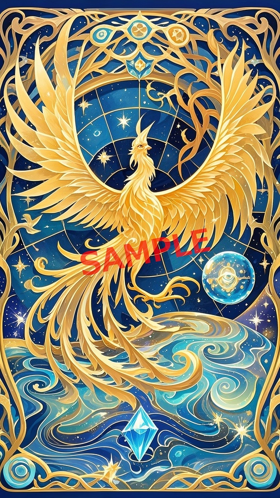 黄金鳳凰の上昇運スマホ壁紙